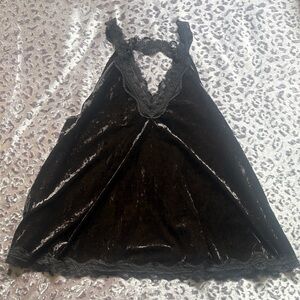 POL Black Velvet Lace Trim A-line Tank Top